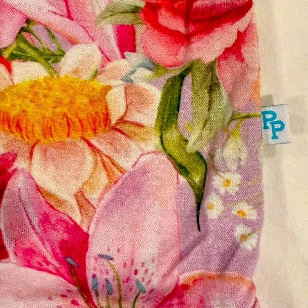 Posh Peanut Nala Ruffled Bodysuit Girls 6-12M Floral Onesie Flowers Bamboo Lilac